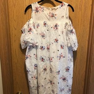 Floral & White Eyelet Shift Dress